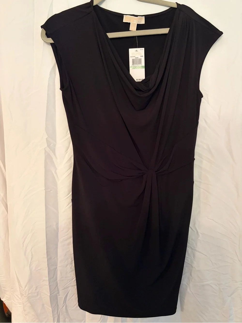 Michael Kors Black Draped Knot Front Tunic Dress